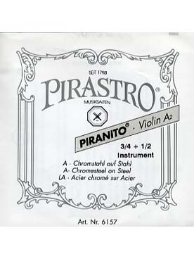 Illustration de Pirastro Piranito 3/4 - 1/2 (medium) - 2e (la) acier chromé à boule