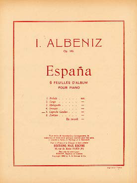 Illustration de España op. 165 (6 feuilles d'album) - N° 5 : Capricho Catalan
