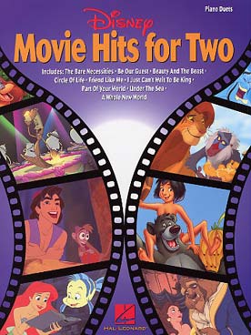 Illustration de DISNEY MOVIE HITS FOR TWO : 9 airs des films de Walt Disney : La Petite sirène, Le Roi Lion, Aladdin...