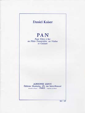Illustration de Pan, pour flûte à bec ou flûte traversière ou violon et guitare
