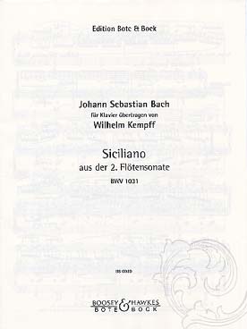 Illustration de Sicilienne de la sonate pour flûte N° 2 BWV 1031 en mi b M (tr. Kempff)