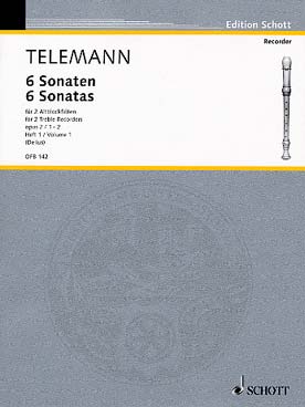 Illustration de 6 Sonates op. 2 pour 2 flûtes à bec alto ou flûte traversière - Vol. 1 : N° 1 et 2