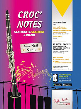 Illustration de Croc' notes : 15 pièces faciles pour clarinette et piano ou quatuor de clarinettes