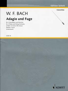 Illustration de Adagio et fugue en ré min pour 2 flûtes et orchestre à cordes