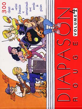 Illustration de DIAPASON : recueils de chants (paroles sans partitions) avec accords de guitare - Diapason rouge Vol. 4 : 300 chansons