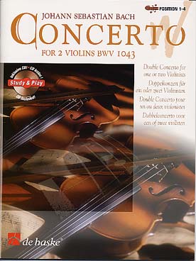 Illustration de Concerto BWV 1043 en ré m pour 2 violons - éd. de Haske avec réd. piano + CD play-along au piano