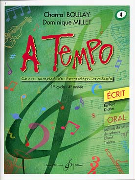 Illustration de A Tempo : cours complet de formation musicale Vol. 4 (cycle 1 - 4e année) - Écrit avec corrigés