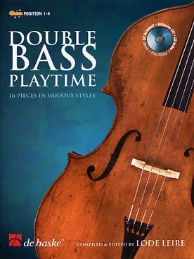 Illustration de DOUBLE BASS PLAYTIME : 16 pièces de styles variés, arr. Lode Leire avec CD play-along + acc. piano pour certaines