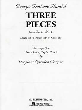 Illustration de 3 Pièces de Water music, tr. Speiden Carper pour 2 pianos 8 mains