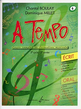 Illustration de A Tempo : cours complet de formation musicale Vol. 6 (cycle 2 - 2e année) - Écrit avec corrigés
