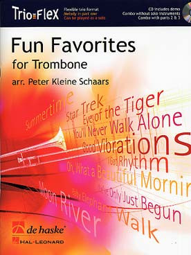 Illustration de FUN FAVORITES for trombone : 10 arr. de Schaars avec CD accompagnement combo, pour jouer seul ou à trois