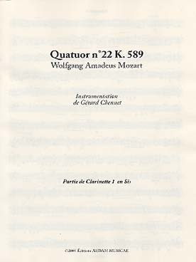 Illustration de Quatuor KV 589 (tr. Chenuet) pour 2 clarinettes et 2 cors de bassets 7 parties séparées