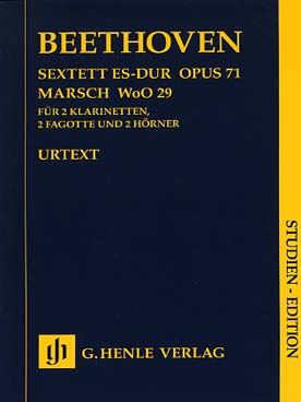 Illustration de Sextuor op. 71 et Marche WoO 29 pour 2 clarinettes, 2 cors et 2 bassons (poche)