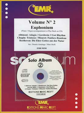Illustration de SOLO ALBUM (tr. Armitage/Reift) avec accompagnement piano + CD play-along - Vol. 2 : Albinoni, Gershwin, Chopin, Mouret, Beethoven (pour euphonium)