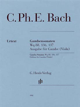 Illustration de Gambensonaten Wq 88, 136 et 137 pour viole de gambe ou alto et piano