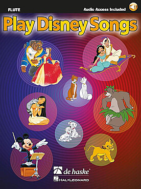 Illustration de PLAY DISNEY SONGS : 12 thèmes dans des arrangements faciles et progressifs avec téléchargement audio  (complément des méthodes Écouter, Lire & Jouer Vol 1&2)
