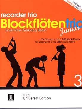 Illustration de BLOCKFLÖTENTRIO Junior : pièces de styles variés arr. pour 3 flûtes soprano et alto par l'ensemble Dreiklang Berlin - Vol. 3