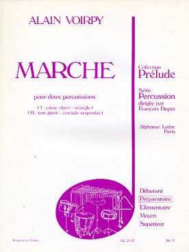 Illustration de Marche pour 2 percussions (caisse claire triangle, tom grave, cymbale suspendue)