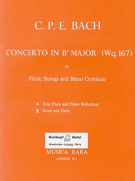 Illustration de Concerto Wq 167 en si b M pour flûte, cordes et basse continue