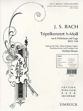 Illustration de Triple concerto en si m (d'après le prélude et fugue BWV 544) pour flûte, hautbois d'amour, basson, orchestre à cordes et basse continue
