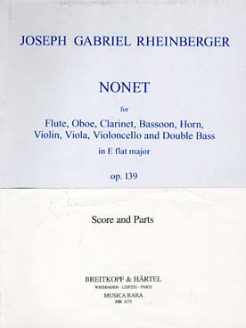 Illustration de Nonet op. 139 en mi b M pour flûte, hautbois, clarinette, basson, cor, violon, alto, violoncelle et contrebasse