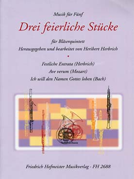 Illustration de DREI FEIERLICHE STUCKE : Herbrich, Mozart et Bach (conducteur et parties)