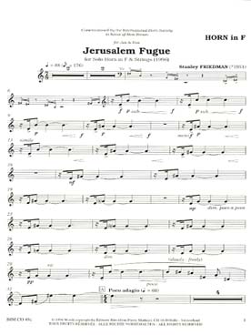 Illustration de Jerusalem fugue pour cor et quatuor à cordes - Parties séparées