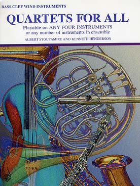 Illustration de QUARTETS FOR ALL pour n'importe quelle combinaison de 4 instruments à vent en clé de fa (trombone, basson, tuba ...)
