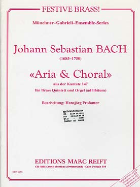 Illustration de Aria & choral de la Cantate 147 pour quintette de cuivres et orgue ad lib.