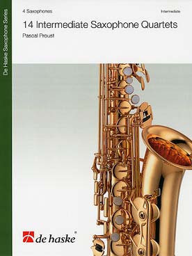 Illustration de 14 Intermediate saxophone quartets pour jeunes saxophonistes ayant 4 à 5 ans de pratique instrumentale (conducteur + parties)