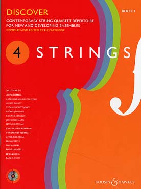 Illustration de 4 STRINGS Conducteur + CD - Vol. 1 Discover : contemporary string quartet repertoire for new and developing ensembles