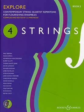 Illustration de 4 STRINGS Conducteur + CD - Vol. 2 Explore : contemporary string quartet repertoire for flourishing ensembles