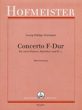 Illustration de Concerto en fa M pour 2 cors, cordes et basse continue, réd. piano
