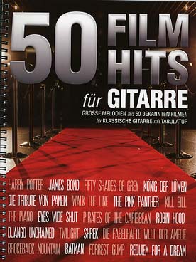Illustration de 50 FILM HITS pour guitare (solfège et tablature)