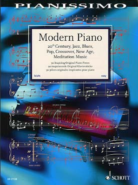 Illustration de MODERN PIANO : 90 pièces originales inspirantes dans les styles jazz, blues, pop, crossover, new age, meditation, de niveau facile