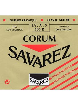 Illustration de CORDES SAVAREZ Corum rouge filée plaquée argent - 5e (la)