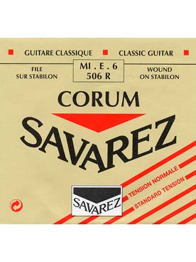 Illustration de CORDES SAVAREZ Corum rouge filée plaquée argent - 6e (mi grave)