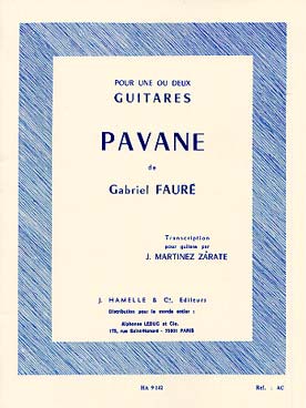 Illustration faure pavane op. 50 pour 1 ou 2 guitares