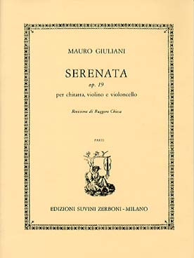 Illustration de Sérénade en la M op. 19 pour violon, violoncelle et guitare - Parties séparées