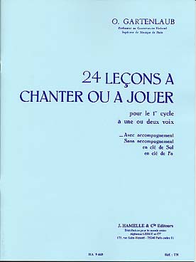 Illustration de 24 Leçons à chanter ou à jouer à 1 ou 2 voix pour le 1er Cycle - avec accompagnement