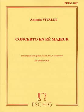 Illustration de Concerto RV 93 en ré M (tr. Pujol pour guitare, violon, alto et violoncelle)