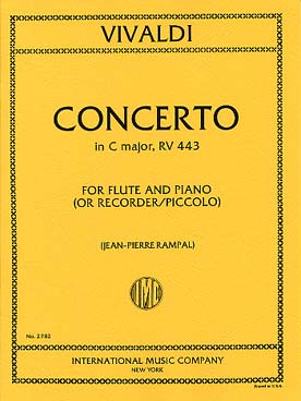 Illustration de Concerto RV 443 en do M pour flûte piccolo et orchestre, réd. piano - éd. I.M.C.
