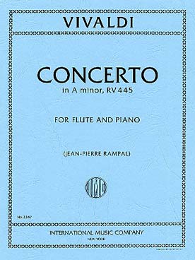 Illustration de Concerto RV 445 F. VI N° 9 en la m pour flûte piccolo et orchestre, réd. piano - éd. I.M.C.