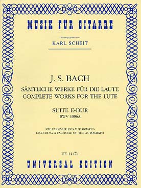 Illustration de Suites pour luth - N° 4 BWV 1006a en mi M (tr. Scheit, avec fac-similé)