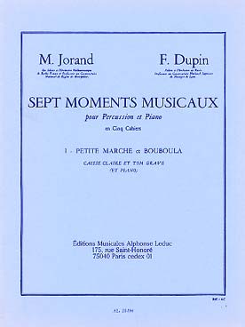 Illustration de 7 Moments musicaux - Vol. 1 : Petite marche et Bouboula (caisse claire/tom grave et piano)