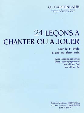 Illustration de 24 Leçons à chanter ou à jouer à 1 ou 2 voix pour le 1er Cycle - sans accompagnement (clé de sol)