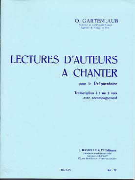 Illustration de Lectures d'auteurs à chanter à 1 ou 2 voix avec accompagnement - Préparatoire