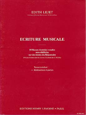 Illustration de Écriture musicale : 18 basses données non chiffrées (niveau entrée C.N.S.M.) - LIVRE DU PROFESSEUR : Réalisations