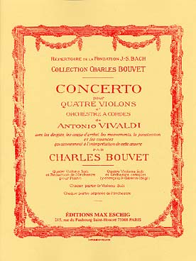 Illustration de Concerto en si m pour 4 violons, réd. piano (Ch. Bouvet) op. 3 n°10