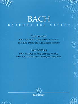 Illustration de Sonates flûte et clavecin (Bärenreiter) - Sonates BWV 1030 en si m, 1032 en la M, 1034 en mi m, 1035 en mi M